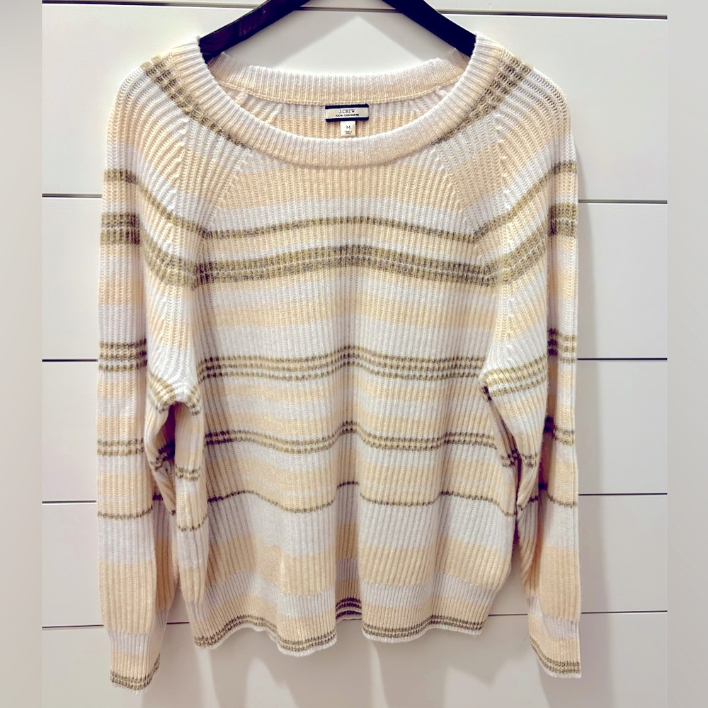 JCrew striped cashmere sweater. Med. NWOT. Beautiful colors. Super soft!